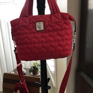 Brighton red,quilted, fabric, handbag.